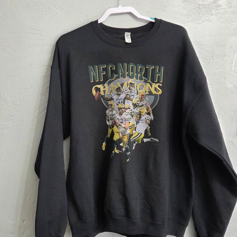 Jerzees Nublend Men's Black Crewneck North Champs Packers Sweatshirt size XL